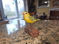 Hand Painted Yellow Finch on Driftwood