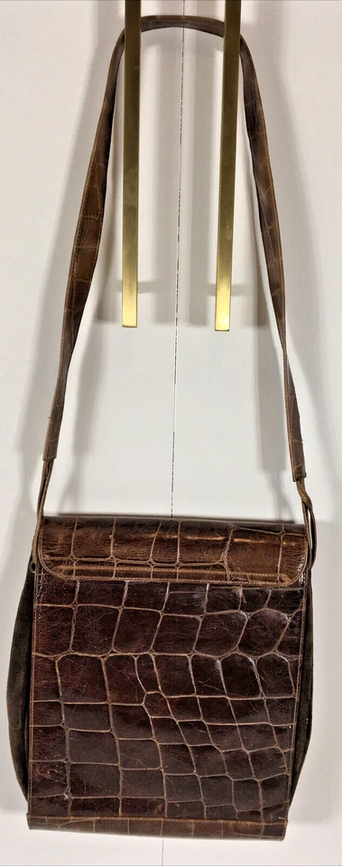 Bolso Bandolera Vintage Años 90 80 Y2k Nordstrom Italia Cuero Avestruz y Cocodrilo Foto 2 de 4