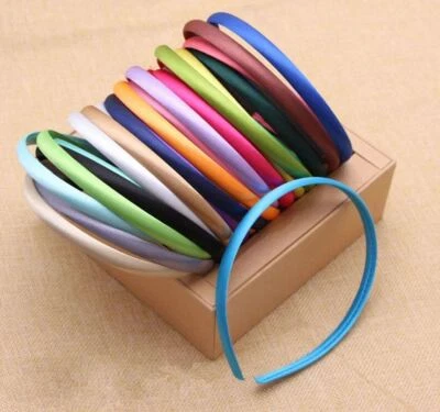 Satin Alice Band Headband Hair Thin Women Ladies Bright Fabric Girls Solid Kids