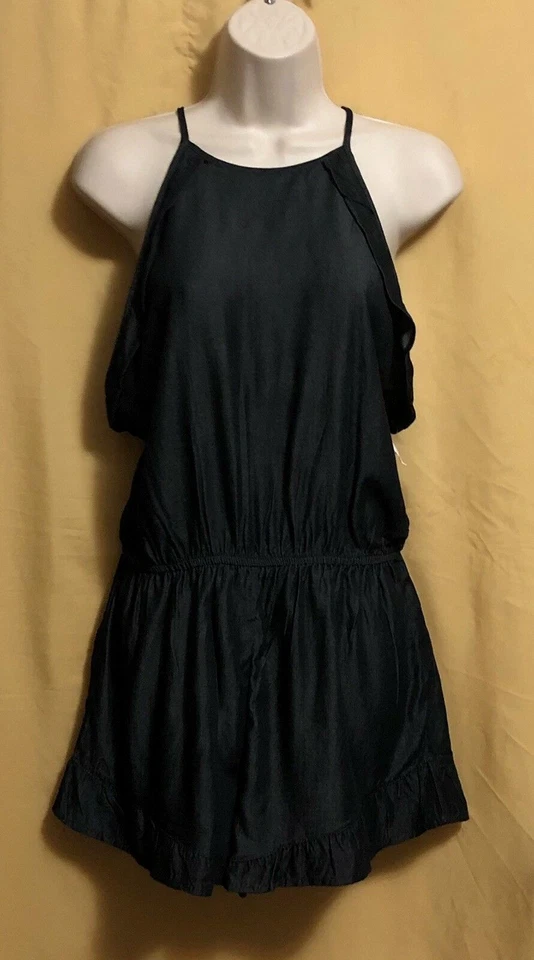 Ambiance Juniors Damas Negro 1 pieza Mameluco Mono Ajustable correas volantes L Foto 2 de 4