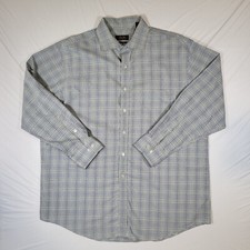 Tasso Elba Mens Dress Shirt XL 17 32-33 Button Up Regular Fit Non Iron Plaid
