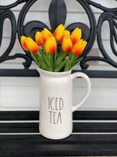 Tulip Lot Set 10 Yellow Red Centerpiece Floral Flower Fake Farmhouse Fall Spring