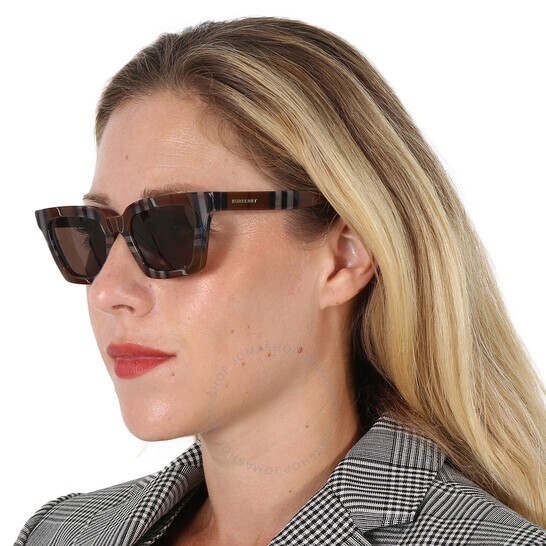 Burberry BE4392U 396673 Sunglasses Check Brown Frame, Brown Lenses Burberry Briar Dark Brown Square Ladies Sunglasses BE4392U  main image 3