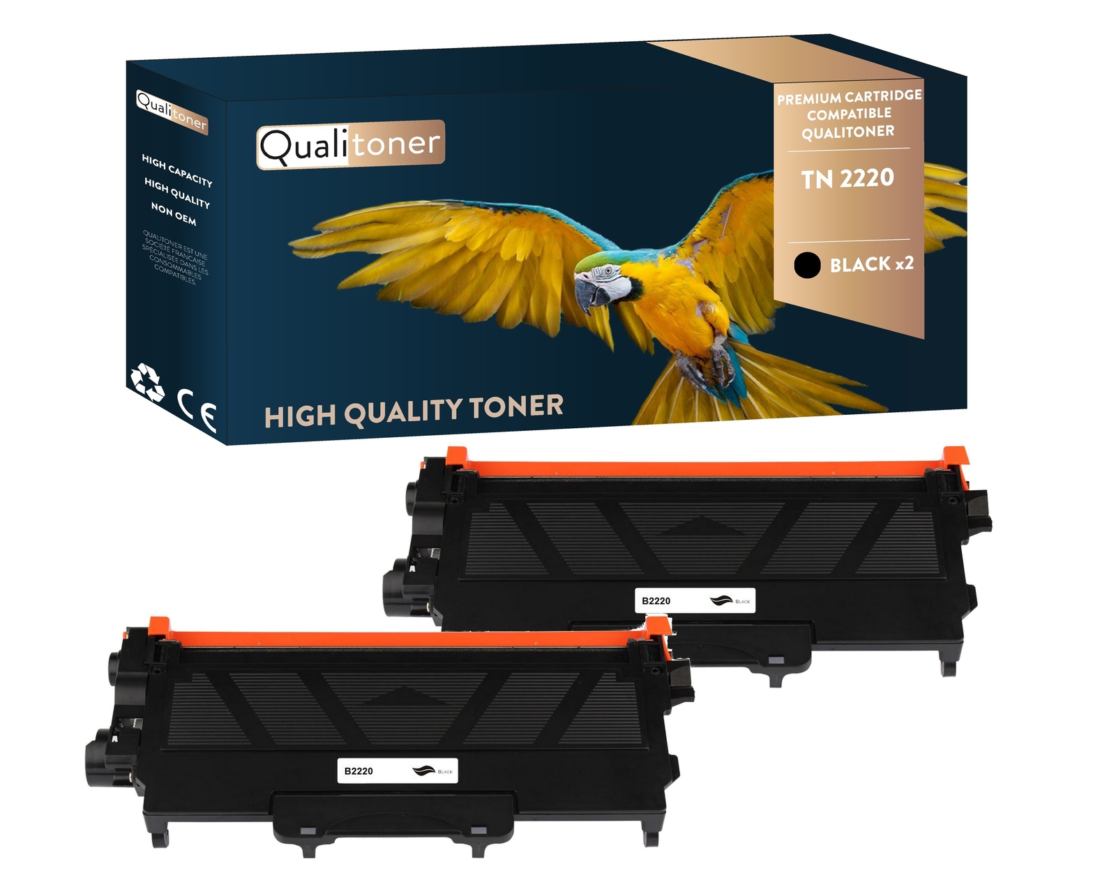 Toner TN2220 noir x2 compatible Brother idéal pour le télétravail à la maison