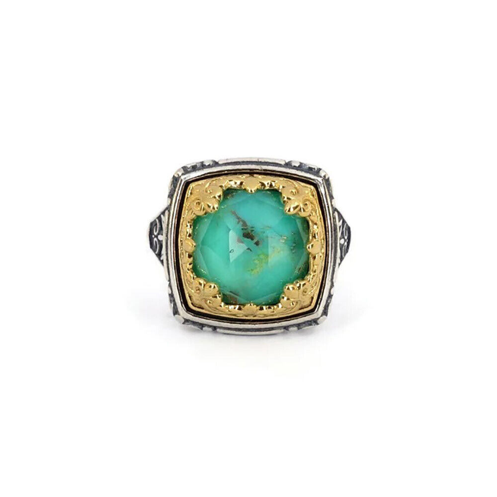 Voorwaardelijk Staat Het is de bedoeling dat Byzantine Ring with Green Copper Doublet Stone Sterling Silver 925 Gold |  eBay
