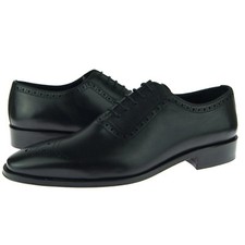 Alex D "Lancaster" Medallion Toe Wholecut Oxford, Men's Dress Shoes, Black