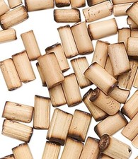 100 TINY Tan Bamboo Wood 3x2mm-5x3mm Round Tube Beads with 0.5-0.1mm Hole 