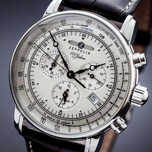 Mens Leather Band Fashion Luxury Zeppelin Airship Business Casual Men Watches - Picture 11 of 16