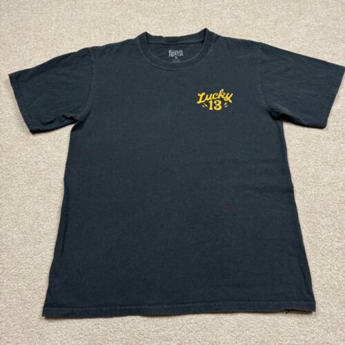 Lucky 13 Shirt Mens Size S Small Black Short Sleeve Crew Neck Motorcycle Adults