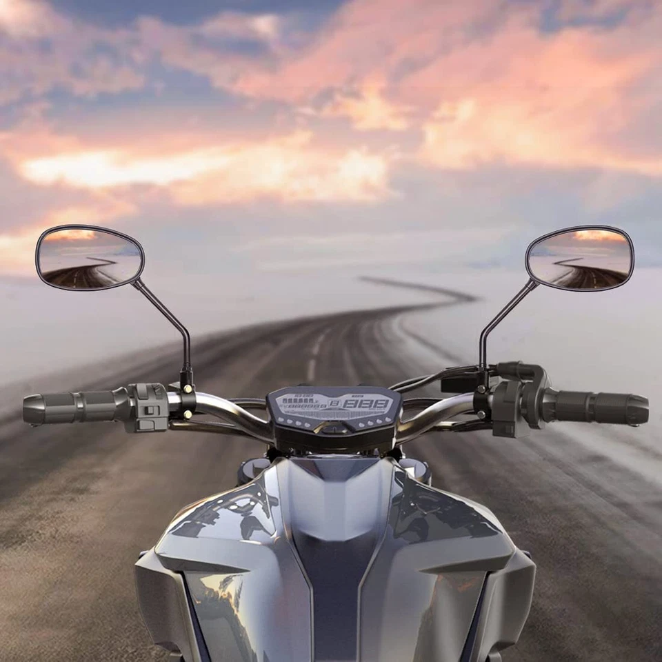 For Yamaha V Star 650 950 XVS650 250 1100 Motorcycle Oval Rear View Mirrors 10mm - Image 2 of 4