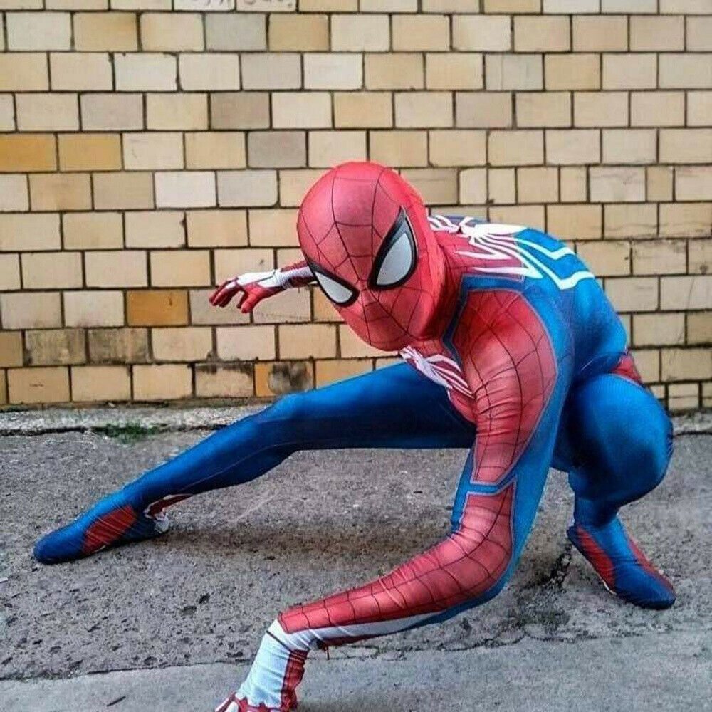 PS4 Spider-Man Jumpsuit Spiderman Suit Cosplay Costume Halloween Adult/Kids Gift