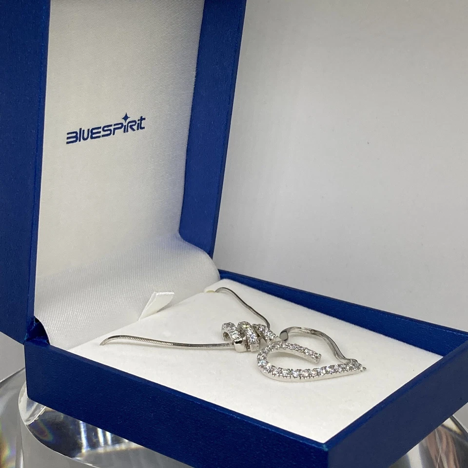 Collana In Maglia Semi rigida E Ciondolo Charm Cuore Argento Diamanti - Immagine 3 di 3