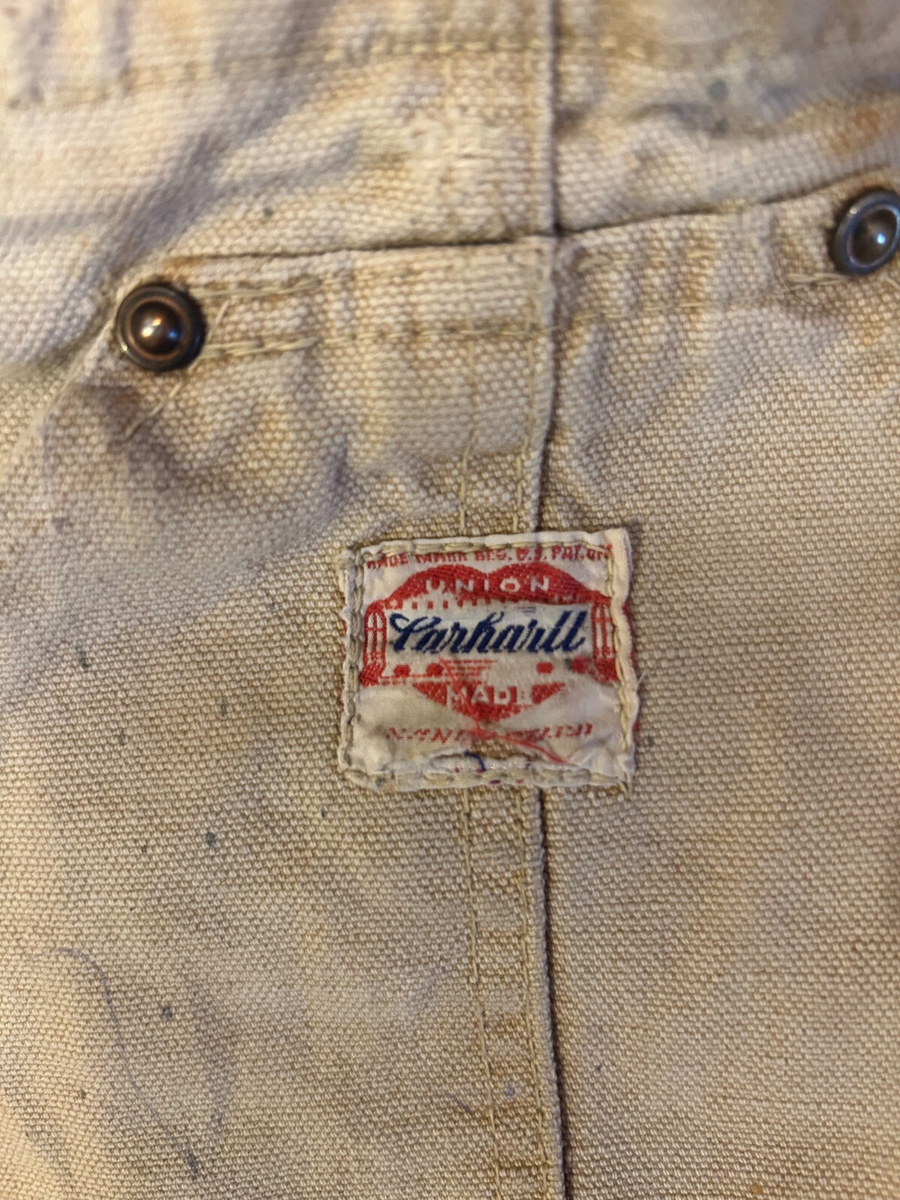 Vintage Carhartt 1940s 50s Overalls Heart Logo Union Tag Headlight