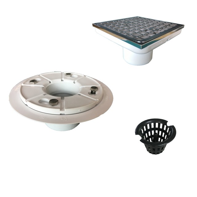 Square Design TileIn PVC Shower Drain with Hair Catcher ,Polished