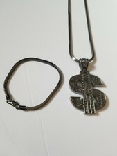 Men's Chain Neckace Dollar Sign and FREE Bracelet NEW