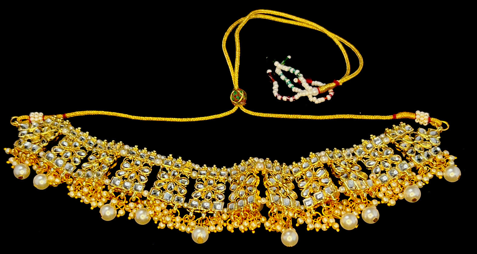 adjustable statement choker necklace gold tone with r… Gem