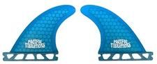 Pacific Vibrations 3.75" longboard surfboard fins  side bites fits futures blue