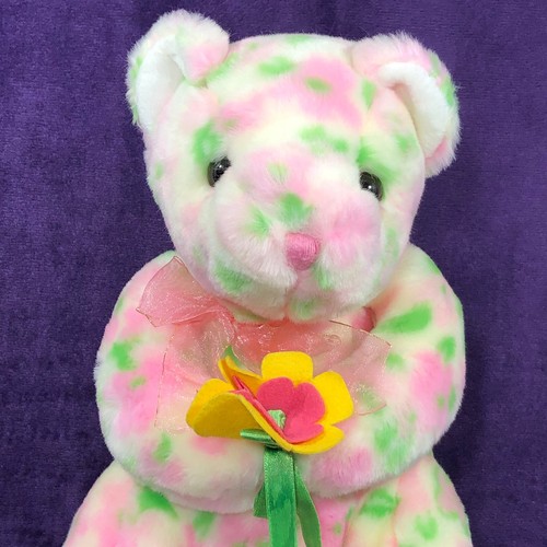 Ty Beanie Babies Bear 2003 Spring Bloom 12" Plush Ribbon Pink Bow Stuffed Animal - Picture 4 of 10