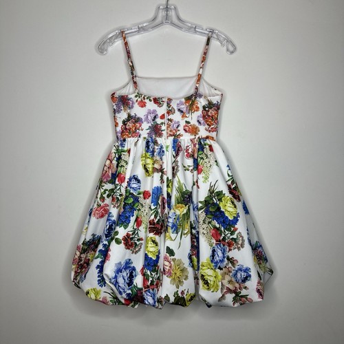 ASOS Design Dress Size 8 White Multi Garden Floral Puffball Bubble Hem Prom - Picture 8 of 15