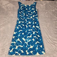 Tabitha Anthropologie Dress Womens 2 Blue White Cotton Polka Dot Sheath V-Back