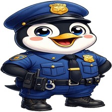 30 Custom Little Penguin Cop Personalized Address Labels