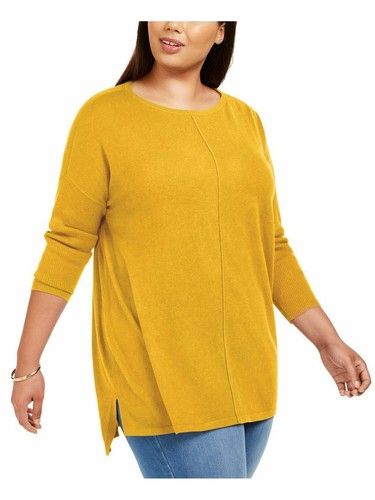 STYLE & COMPANY Womens Gold Dolman Sleeve Scoop Neck Sweater Size: M