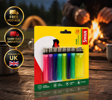 Electric Lighter Set X 8 Swan Multicoloured Windproof Gas B1.5