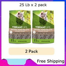 2 pack Vibrant Life Natural Paper Pellets Cat Litter, Unscented, 25 lb Bag