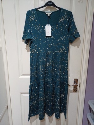 Ladies Dress Seasalt Cornwall Size 12 Petite Paint Shards Green Starling Jersey 
