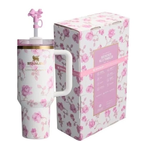Stanley X 40 oz Tumbler Quencher - LOVE SHACK FANCY - RIBBON ROSA (Pink Roses)
