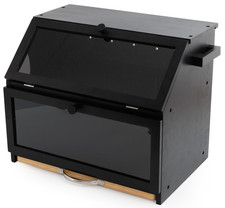 Bamboo Bread Bin Double Layer Kitchen Storage Box Large 2 Tier Cutting Board UK