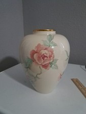 LENOX Chatsworth Vase with Flower Pattern 24K Gold Trim 9" Tall Made In USA