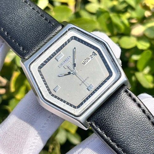 Vintage Seiko 5 Hexagon Shape Case Automatic Japan Made Men Watch 6309-5130