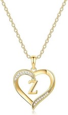 Christmas Gifts for Women Teen Girls - Heart Initial Necklaces 14K-Gold Z