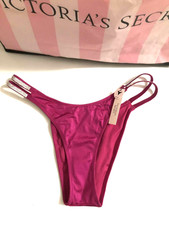 Victorias Secret Swim doppio cinturino lucido bikini brasiliano fondo bacche blush nuovo con etichette