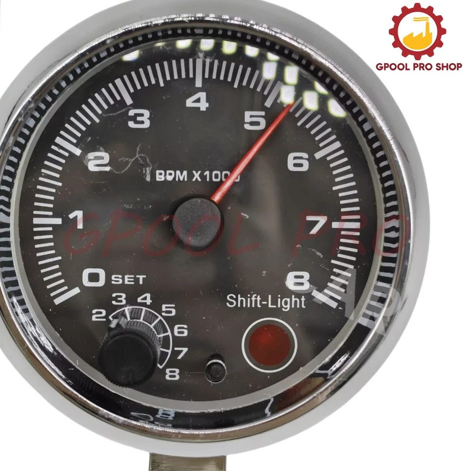 Регулируемый 7 светодиодных цветов 12 В хром 3,75 дюйма автомобильный тахометр измеритель 0 ~ 8000 об/мин - Изображение 2 из 4