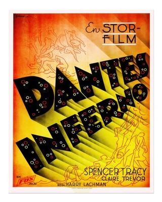 Vintage Dante's Inferno Filmplakat Wandkunst Surreale Szene Poster Wan