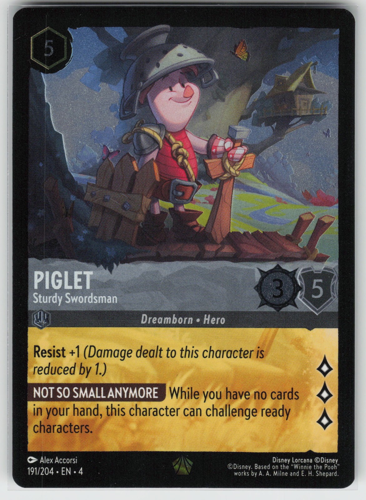 Piglet - Sturdy Swordsman Cold Foil Ursula's Return 191/204 Legendary NM Lorcana