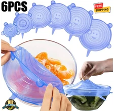 6 pcs Silicone Stretch Lids Reusable Airtight Food Storage Covers Kitchen