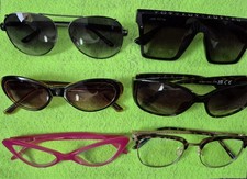 Lot Of 6 Scratched Broken, Misc. Brand Named Sun Reading Glasses T4-B1