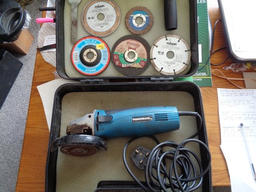 Used Power 240 volt Base Angle Grinder with blades