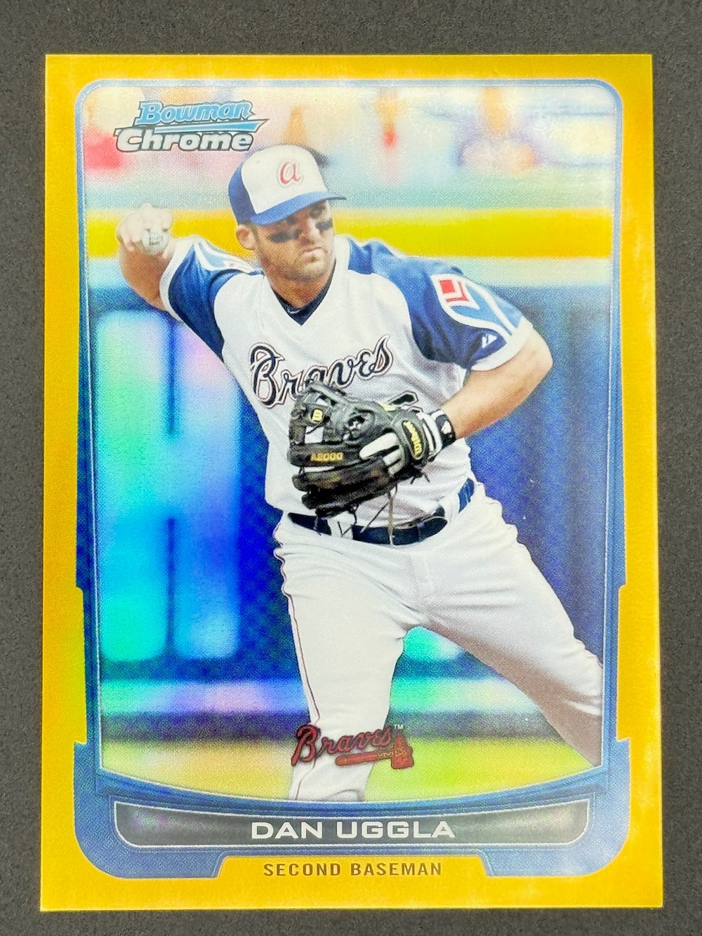 2012 Bowman Chrome Dan Uggla #142 Gold Refractor Atlanta Braves #/50