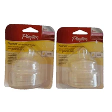 2 Packs Playtex Nurser Naturalatch Baby Bottle Nipples 3+ Months Medium Flow