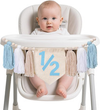 1/2 Birthday High Chair Banner for Baby Boys Girls 6 Months Half Way to One Birt