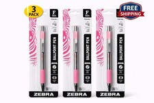Zebra F-301 Ballpoint Pen Pink Grip 0.7mm Black Ink 3 Pack Stainless Steel