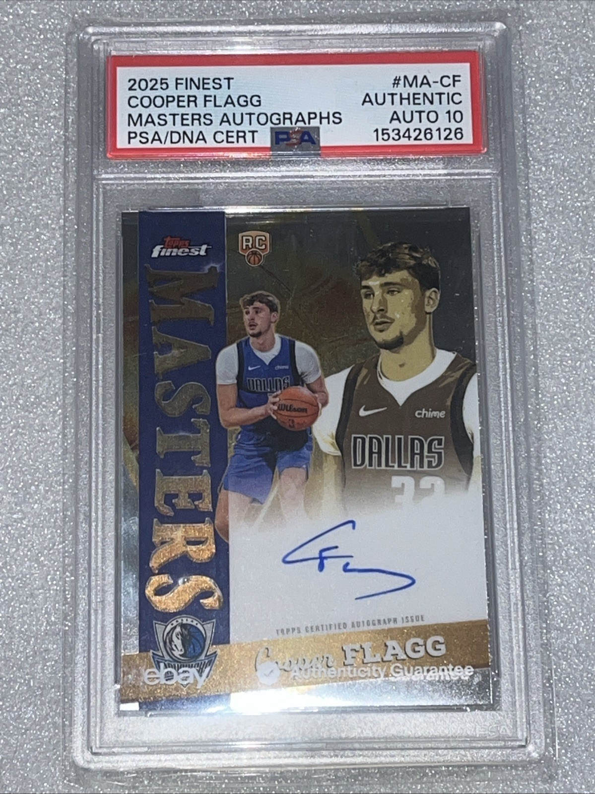 2025 Topps Finest Cooper Flagg Rookie Auto (MASTERS REFRACTER) PSA-10 Auto/Authe