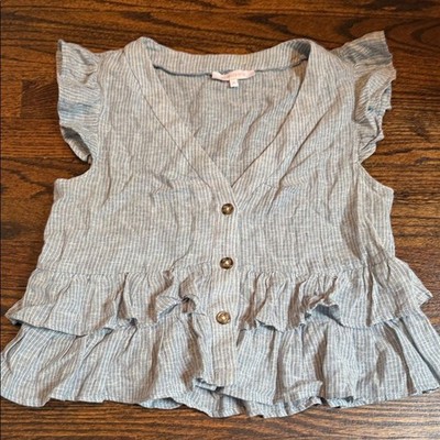 Unbranded Women's Blue and White Top