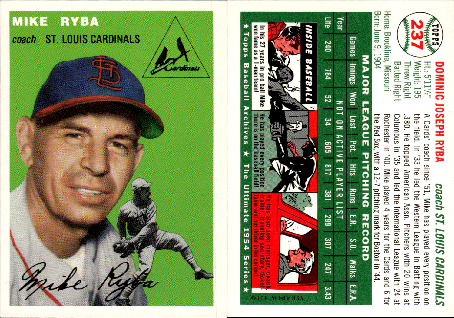1994 Topps Archives - 1954 Topps Reprints Gold #1-258 ~ Choose Your Card