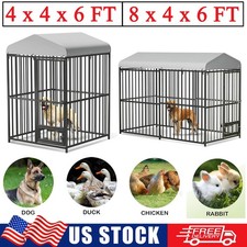 Heavy Duty Dog Cage Pet House Large Outdoor Dog Kennel with Roof  Safety Locks