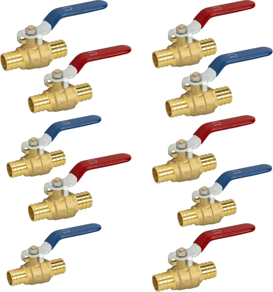 High-Quality 10-Piece Hot and Cold Brass Shut Off Valve Set for PEX Systems - Image 3 of 4